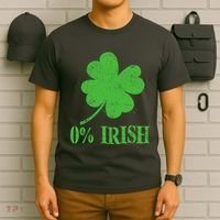 Funny St Patricks Day Zero Percent Irish Distressed Shamrock Clover T-Shirt thumb 6