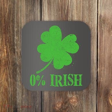 Funny St Patricks Day Zero Percent Irish Distressed Shamrock Clover Coaster