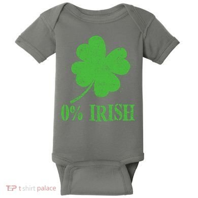 Funny St Patricks Day Zero Percent Irish Distressed Shamrock Clover Baby Bodysuit