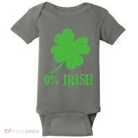 Funny St Patricks Day Zero Percent Irish Distressed Shamrock Clover Baby Bodysuit thumb 0