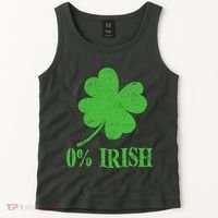 Funny St Patricks Day Zero Percent Irish Distressed Shamrock Clover Tank Top thumb 2