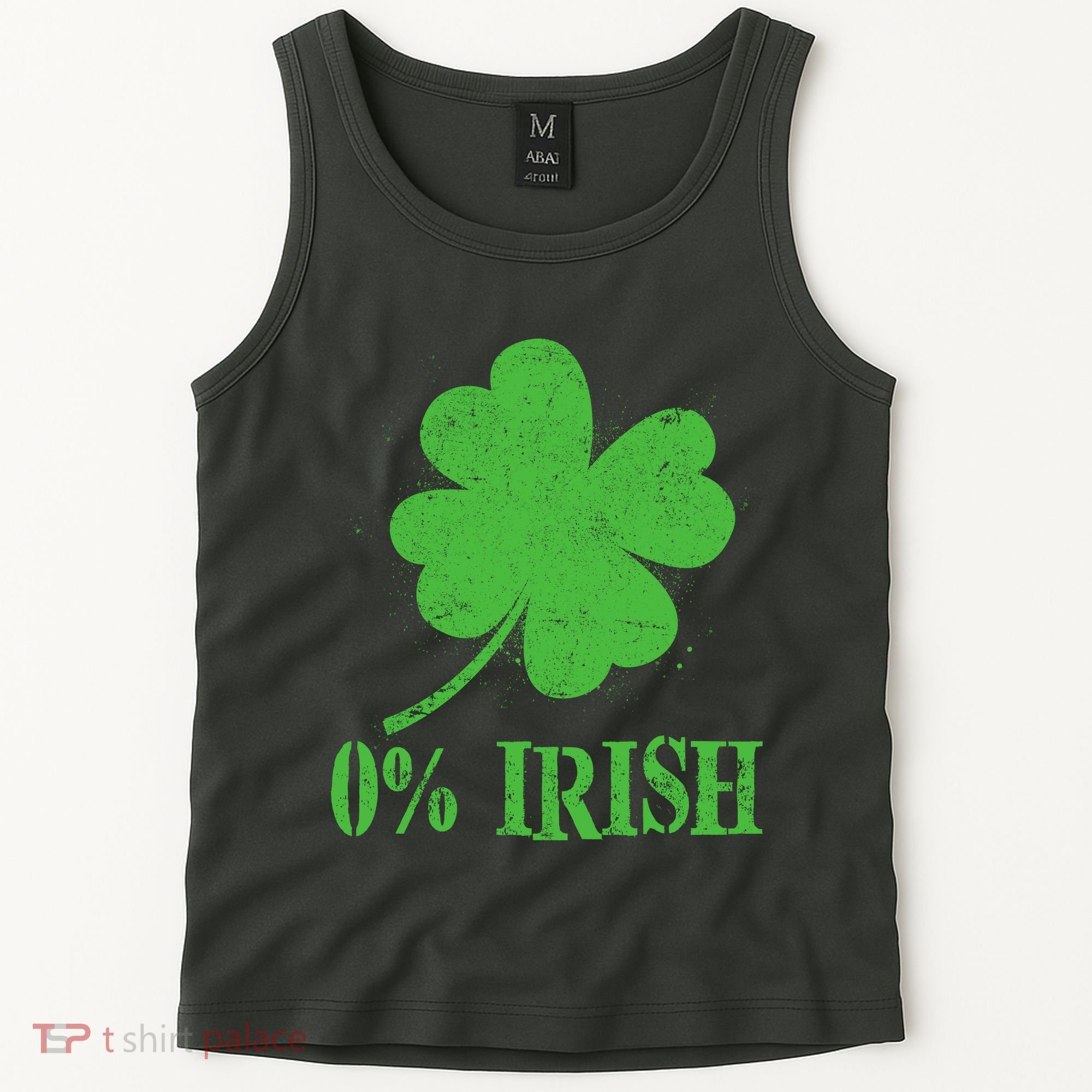 Funny St Patricks Day Zero Percent Irish Distressed Shamrock Clover Tank Top