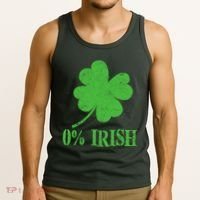 Funny St Patricks Day Zero Percent Irish Distressed Shamrock Clover Tank Top thumb 3