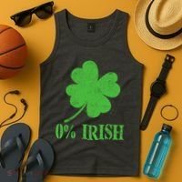 Funny St Patricks Day Zero Percent Irish Distressed Shamrock Clover Tank Top thumb 4