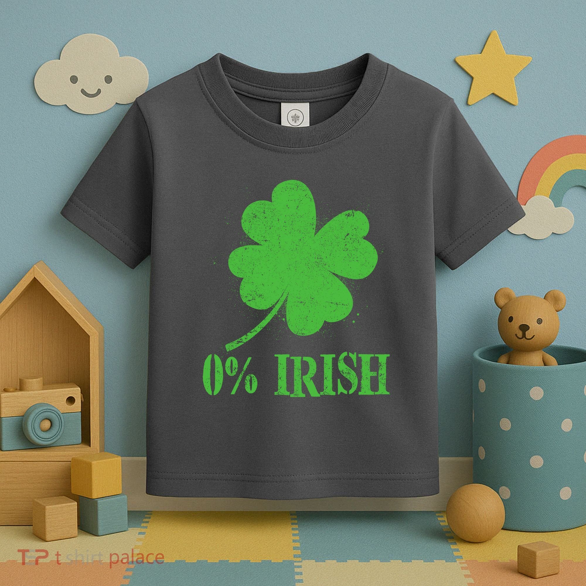 Funny St Patricks Day Zero Percent Irish Distressed Shamrock Clover Toddler T-Shirt