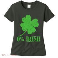Funny St Patricks Day Zero Percent Irish Distressed Shamrock Clover Women's T-Shirt thumb 0