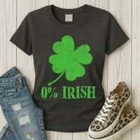 Funny St Patricks Day Zero Percent Irish Distressed Shamrock Clover Women's T-Shirt thumb 3
