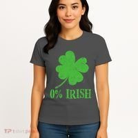 Funny St Patricks Day Zero Percent Irish Distressed Shamrock Clover Women's T-Shirt thumb 4