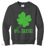 Funny St Patricks Day Zero Percent Irish Distressed Shamrock Clover Kids Sweatshirt thumb 0