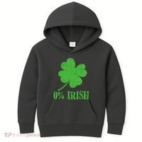 Funny St Patricks Day Zero Percent Irish Distressed Shamrock Clover Kids Hoodie thumb 0