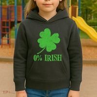 Funny St Patricks Day Zero Percent Irish Distressed Shamrock Clover Kids Hoodie thumb 3