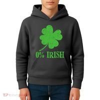 Funny St Patricks Day Zero Percent Irish Distressed Shamrock Clover Kids Hoodie thumb 4