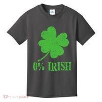 Funny St Patricks Day Zero Percent Irish Distressed Shamrock Clover Kids T-Shirt thumb 0