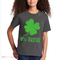 Funny St Patricks Day Zero Percent Irish Distressed Shamrock Clover Kids T-Shirt thumb 2
