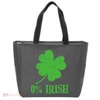 Funny St Patricks Day Zero Percent Irish Distressed Shamrock Clover Tote Bag thumb 0
