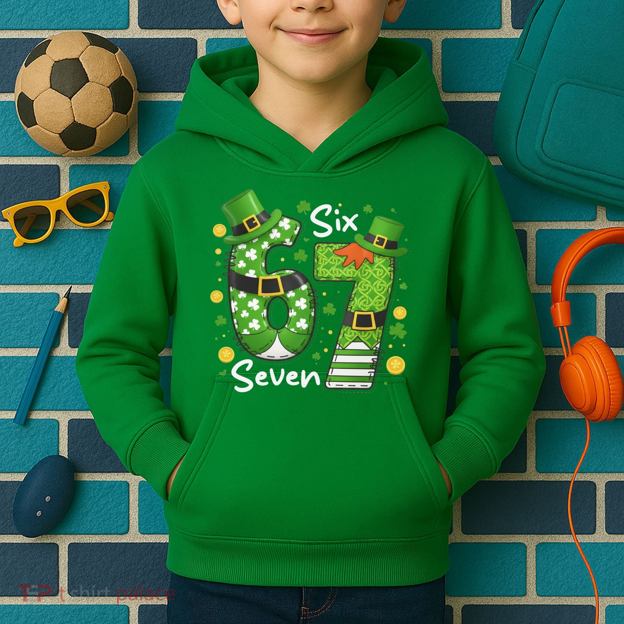 Funny St Patrick's Day 67 Meme Kids Hoodie