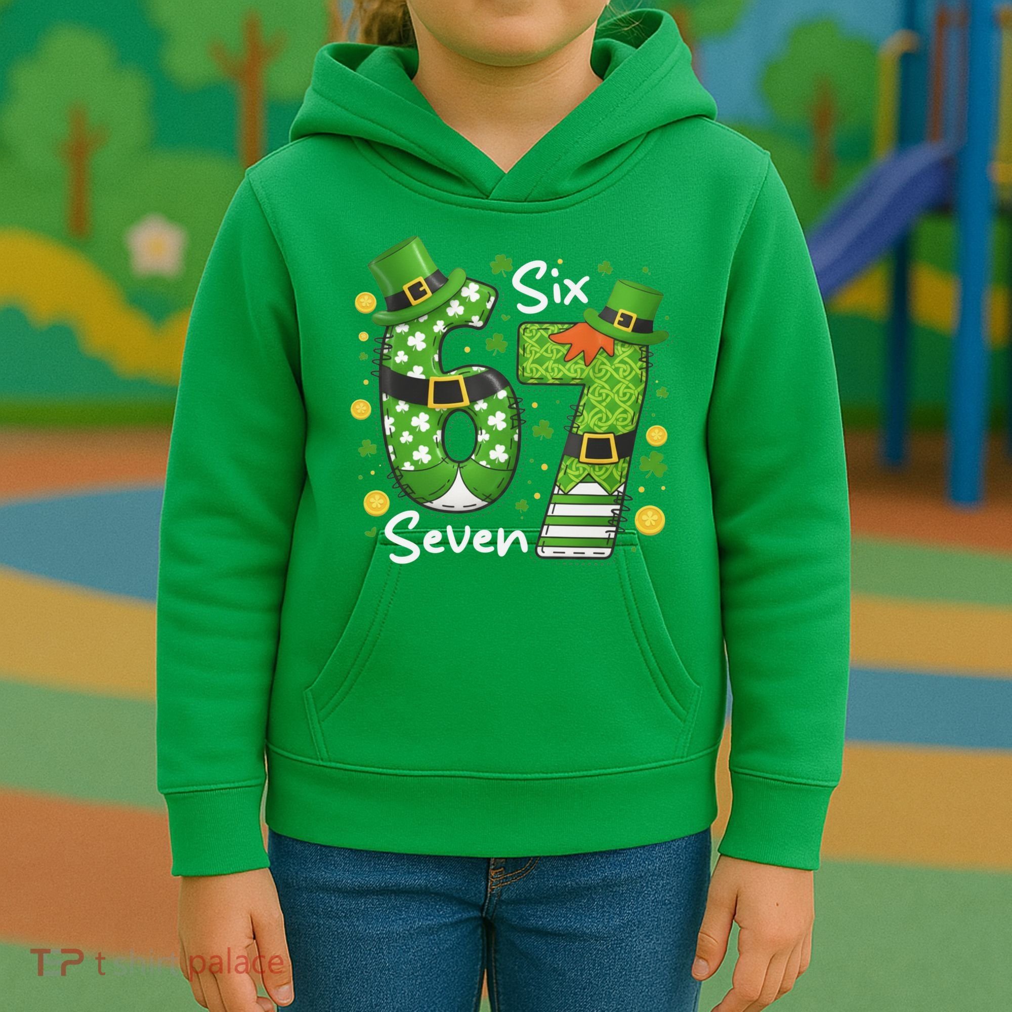 Funny St Patrick's Day 67 Meme Kids Hoodie