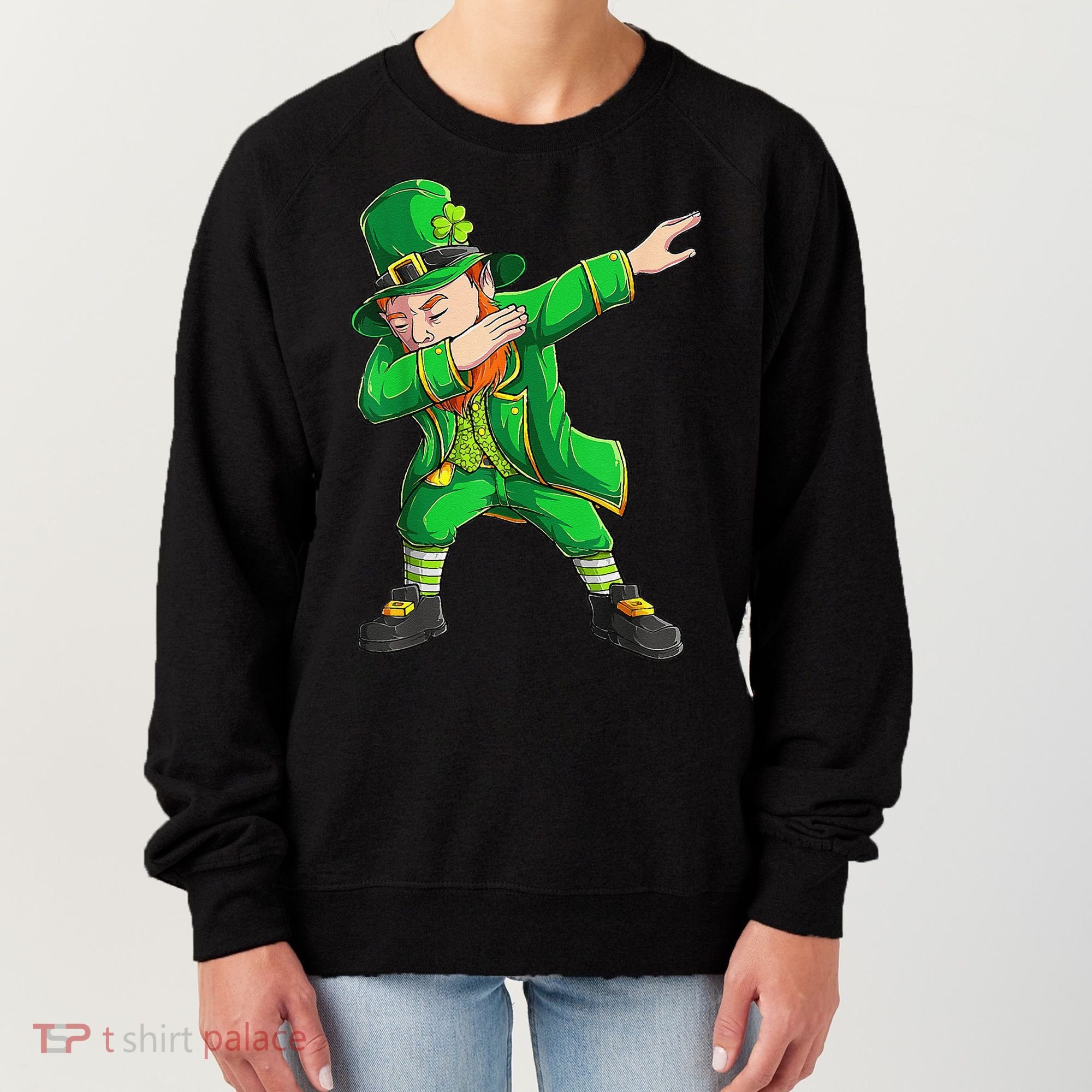 Funny St Patricks Day, Dabbing Leprechaun Irish Women's Sweatshirt