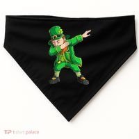 Funny St Patricks Day, Dabbing Leprechaun Irish USA-Made Doggie Bandana thumb 0