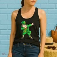 Funny St Patricks Day, Dabbing Leprechaun Irish Women's Tank Top thumb 2