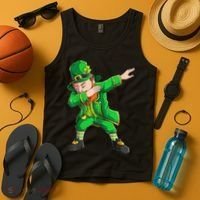 Funny St Patricks Day, Dabbing Leprechaun Irish Tank Top thumb 4