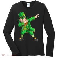 Funny St Patricks Day, Dabbing Leprechaun Irish Women's Long Sleeve Shirt thumb 0