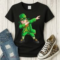 Funny St Patricks Day, Dabbing Leprechaun Irish Women's T-Shirt thumb 3