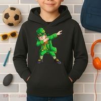 Funny St Patricks Day, Dabbing Leprechaun Irish Kids Hoodie thumb 2