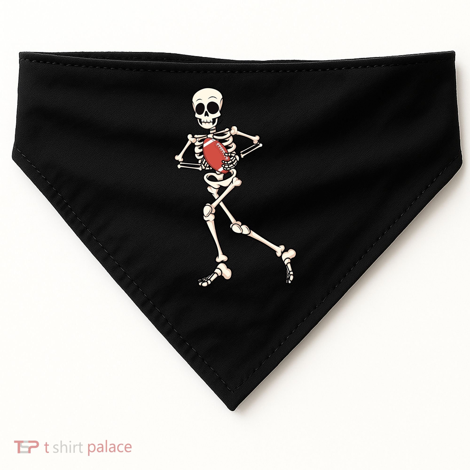 Funny Skeleton Playing Football Halloween Gift USA-Made Doggie Bandana