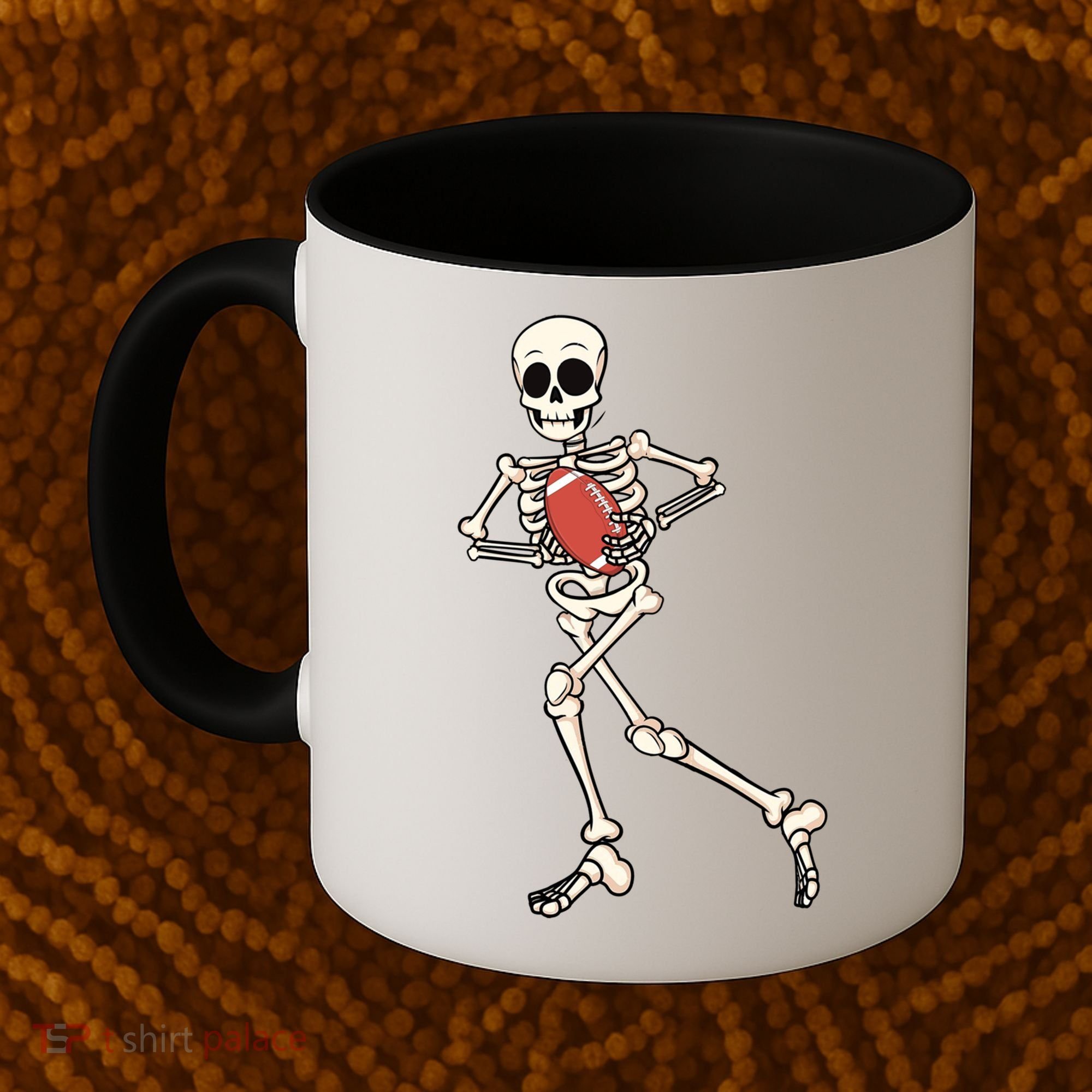 Funny Skeleton Playing Football Halloween Gift Coffee Mug