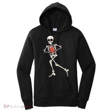 Funny Skeleton Playing Football Halloween Gift Women's Hoodie