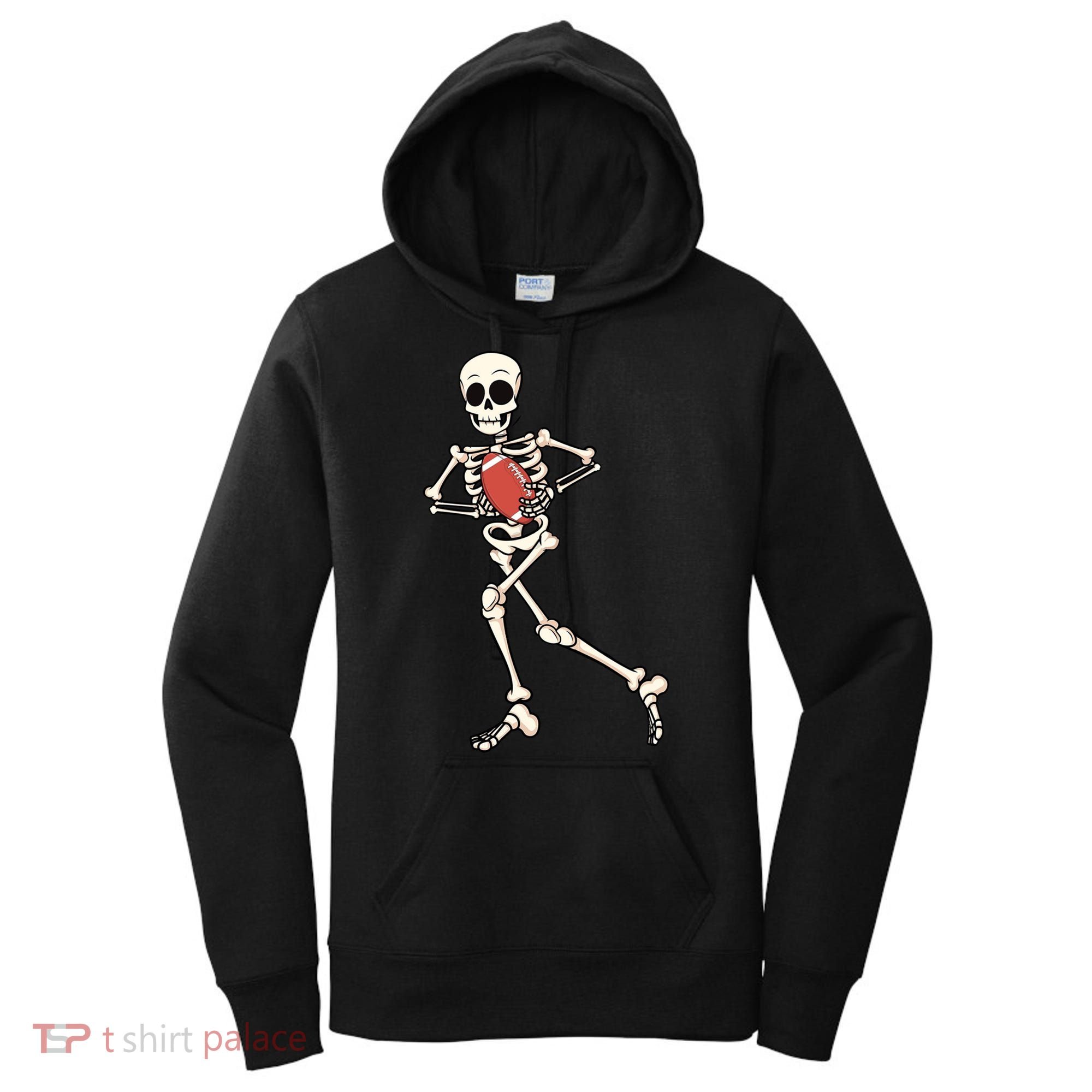 Funny Skeleton Playing Football Halloween Gift Women's Hoodie