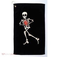 Funny Skeleton Playing Football Halloween Gift Golf Towel thumb 0