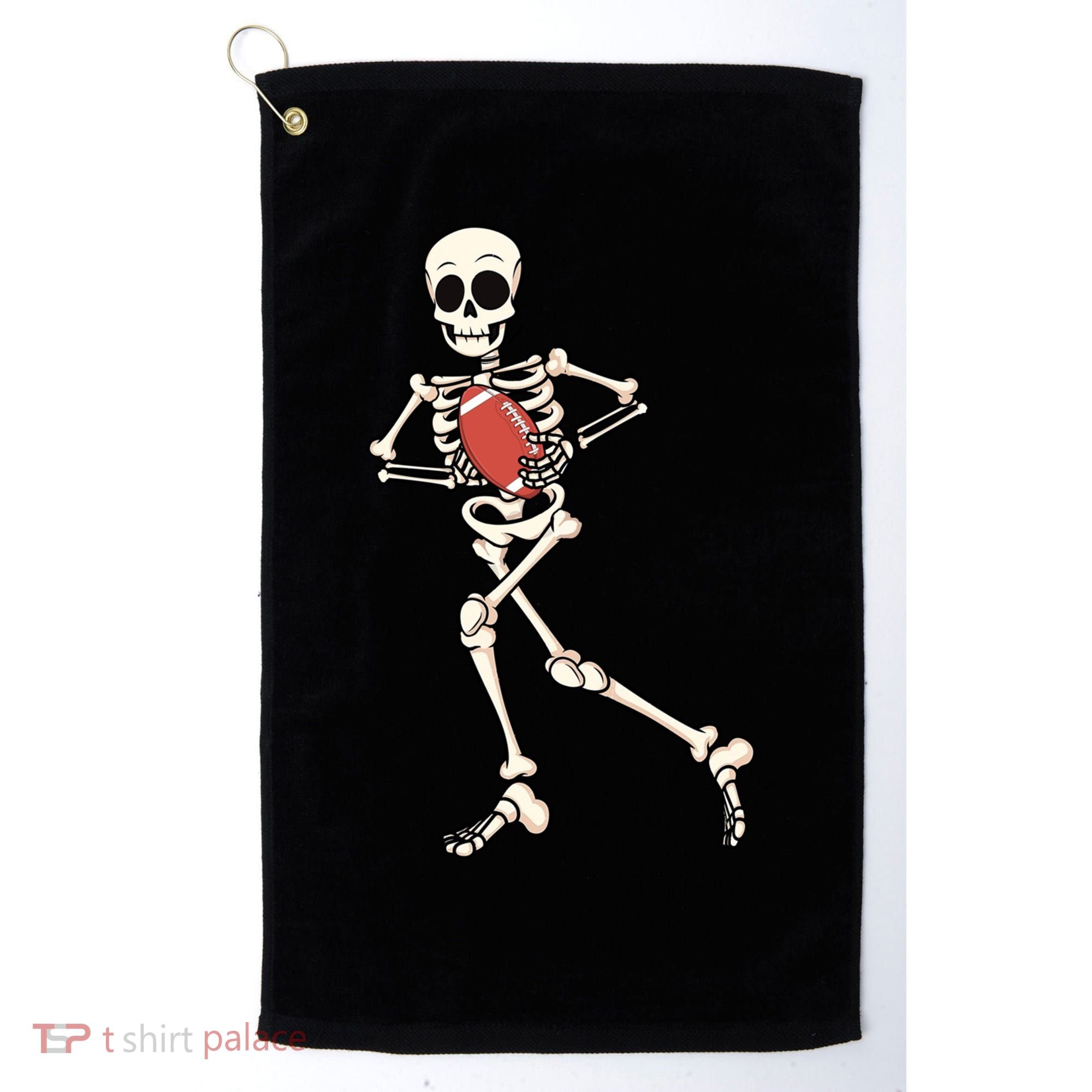 Funny Skeleton Playing Football Halloween Gift Golf Towel