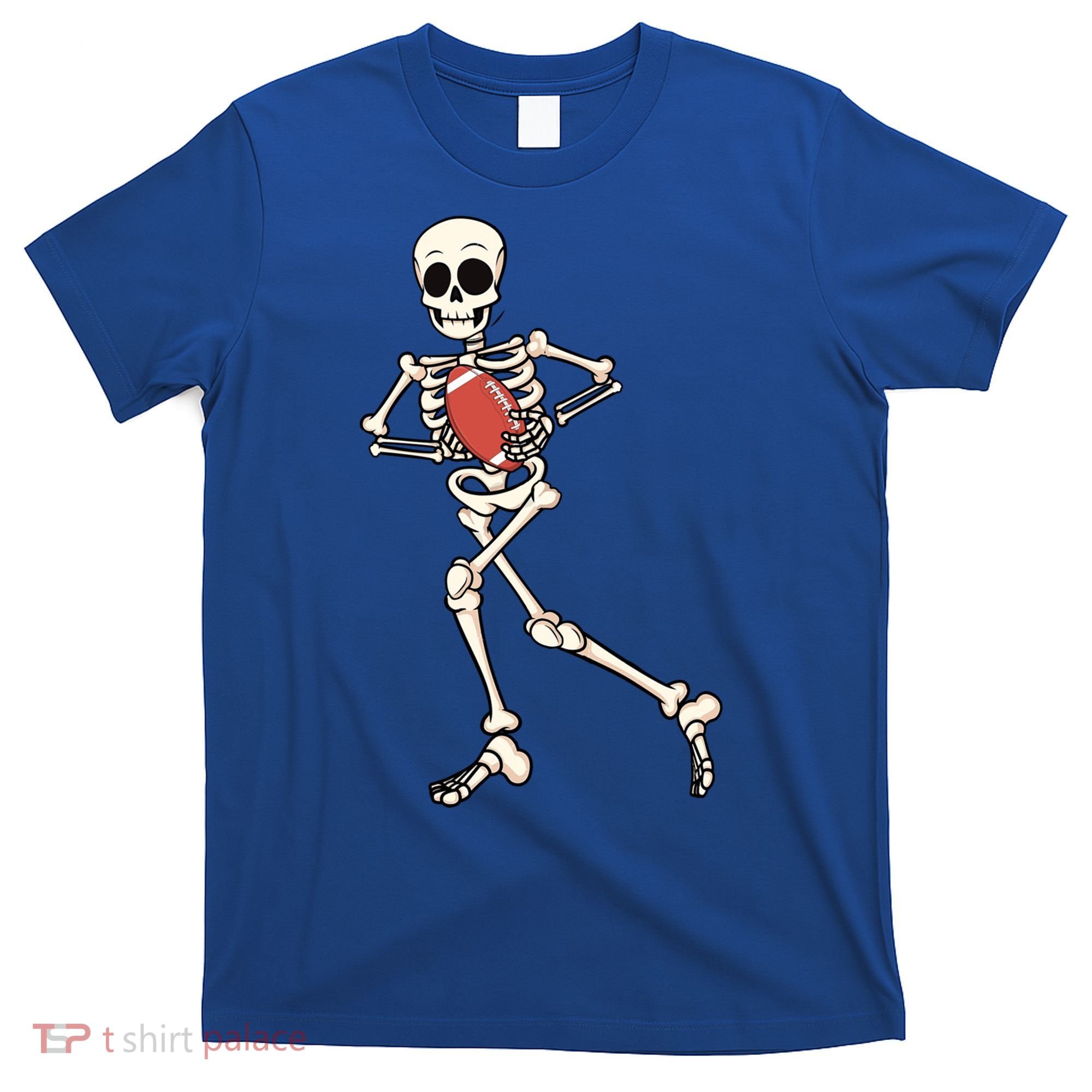 Funny Skeleton Playing Football Halloween Gift T-Shirt