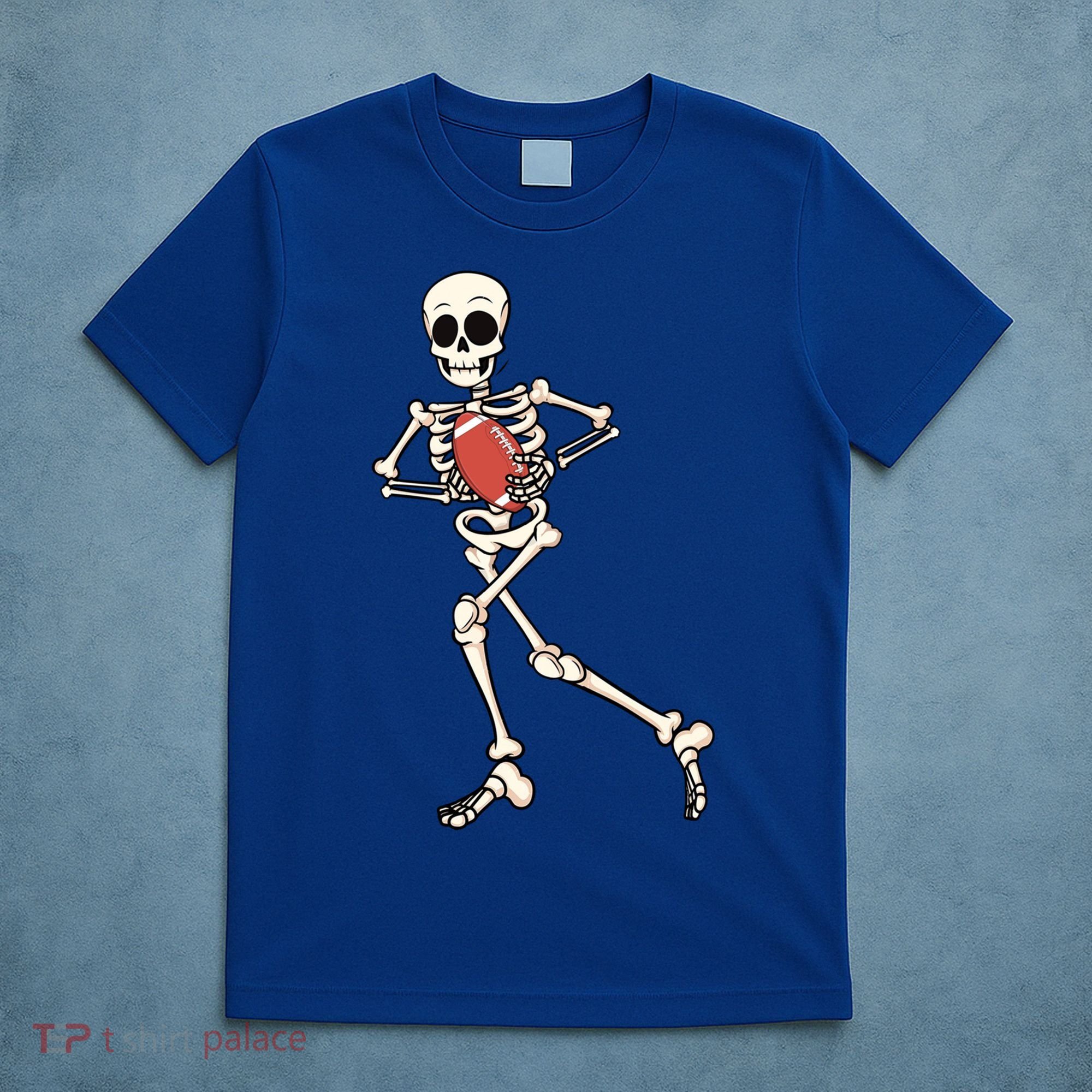 Funny Skeleton Playing Football Halloween Gift T-Shirt