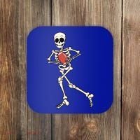 Funny Skeleton Playing Football Halloween Gift Coaster thumb 0