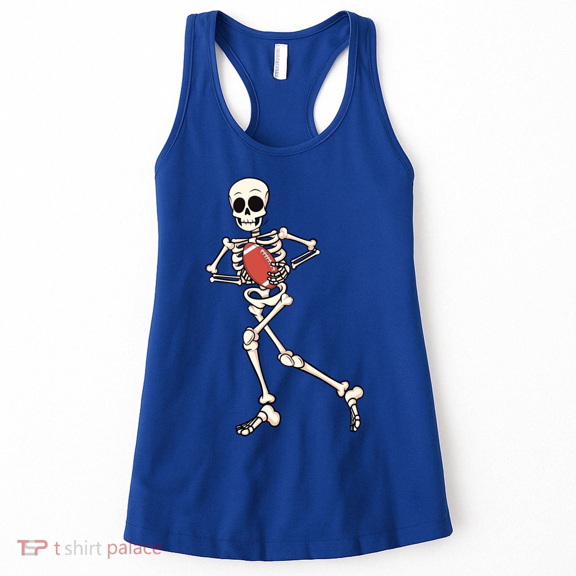 Funny Skeleton Playing Football Halloween Gift Women's Tank Top