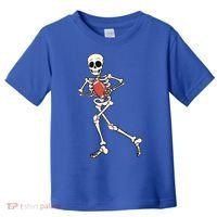 Funny Skeleton Playing Football Halloween Gift Toddler T-Shirt thumb 0