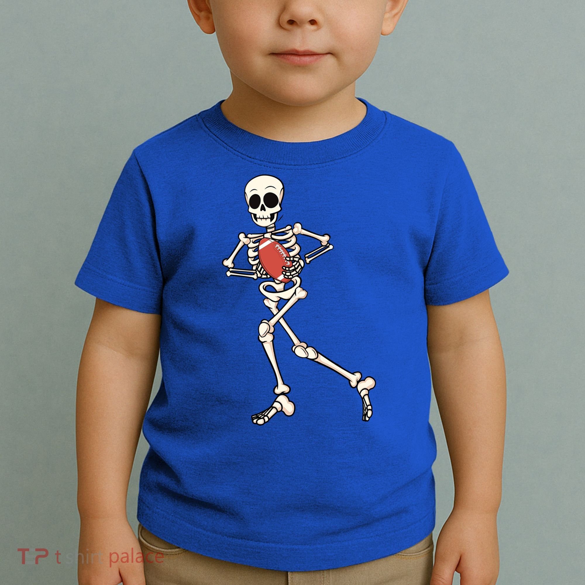 Funny Skeleton Playing Football Halloween Gift Toddler T-Shirt