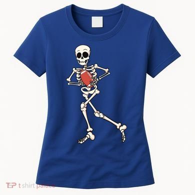 Funny Skeleton Playing Football Halloween Gift Women's T-Shirt