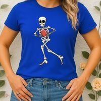 Funny Skeleton Playing Football Halloween Gift Women's T-Shirt thumb 2