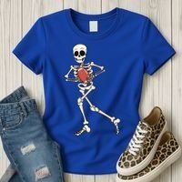 Funny Skeleton Playing Football Halloween Gift Women's T-Shirt thumb 3
