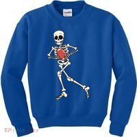 Funny Skeleton Playing Football Halloween Gift Kids Sweatshirt thumb 0