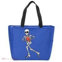Funny Skeleton Playing Football Halloween Gift Tote Bag thumb 0
