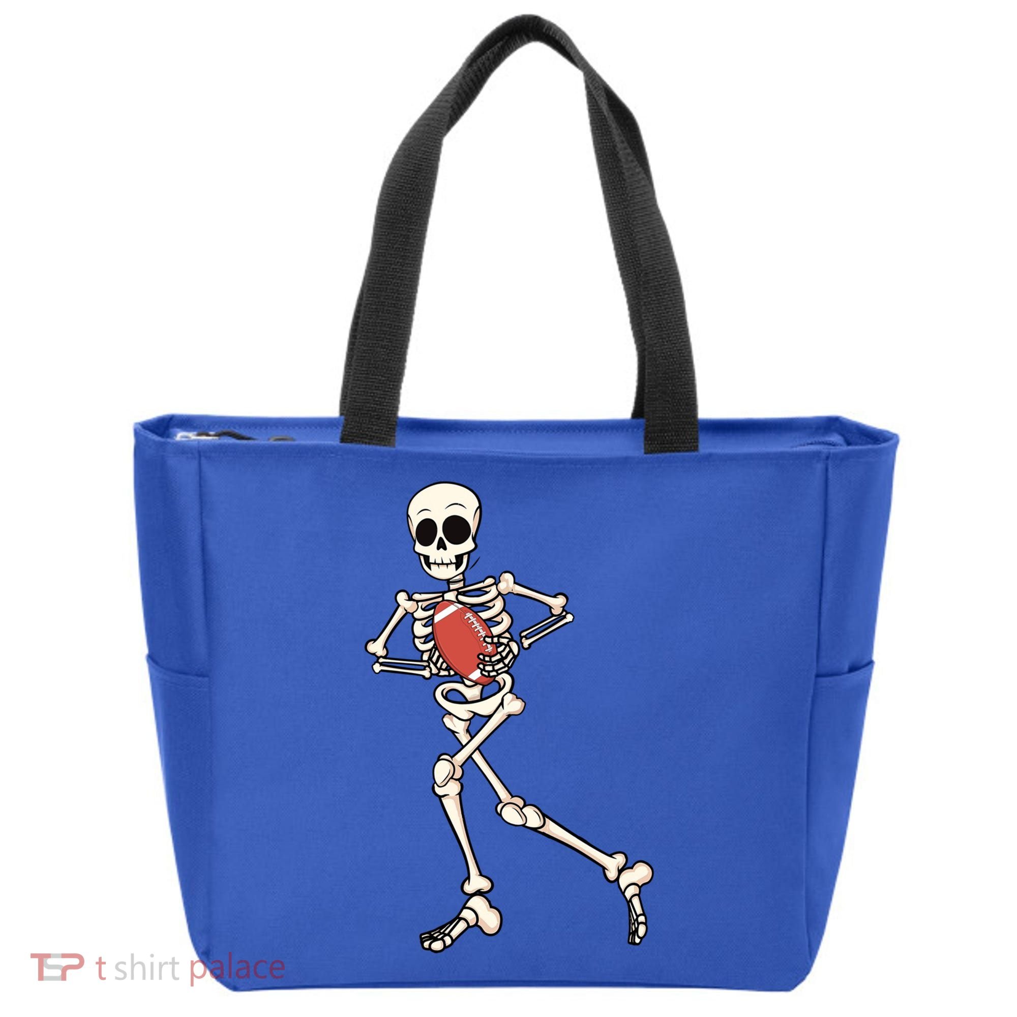 Funny Skeleton Playing Football Halloween Gift Tote Bag