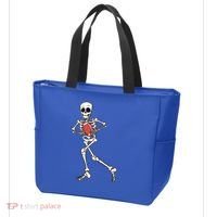 Funny Skeleton Playing Football Halloween Gift Tote Bag thumb 3