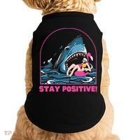 Funny Stay Positive Shark Beach Motivational Quote Doggie Tank thumb 0