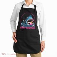 Funny Stay Positive Shark Beach Motivational Quote Apron thumb 2
