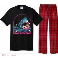 Funny Stay Positive Shark Beach Motivational Quote Pajama Set thumb 0